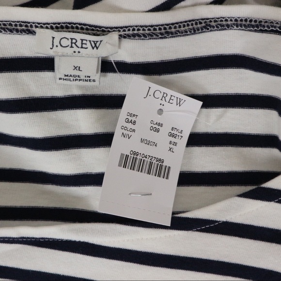 ❌SOLD❌ J. Crew Striped Boat Neck Denim Blouse XL - Picture 6 of 7